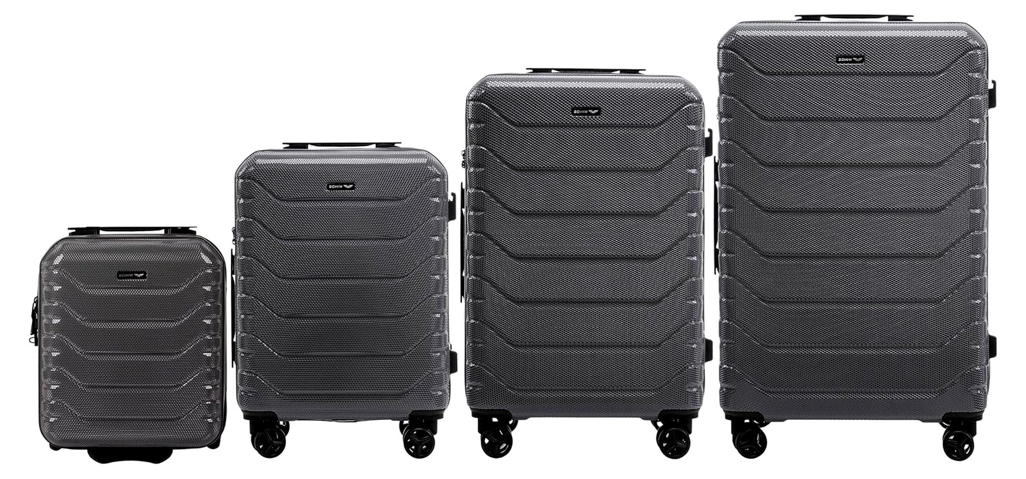 Wings Crake Kofferset mit 4 Teilen: Groß, Mittel, Kabine, Handgepäck für Flugreisen, 100% POLYCARBON, Grau