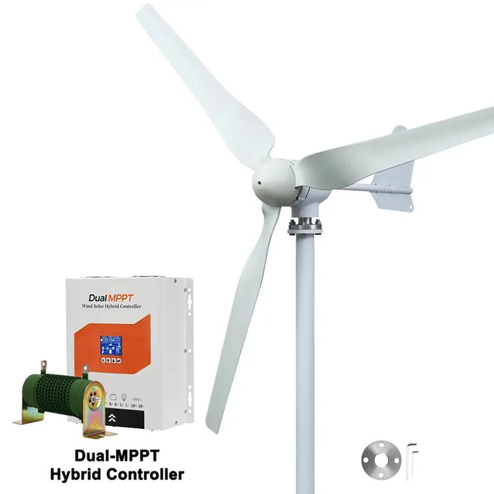 Windturbine für Hausstrom - 5000W 12V Windgenerator - Mit Super DMPPT Laderegler - Wind-Solar Hybridanlage - Niedriger Geräuschpegel - AC 12/24V Ausgang