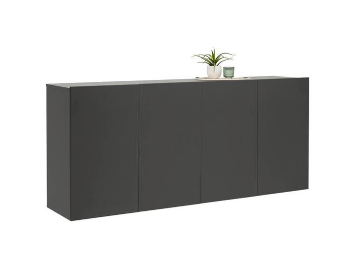 Hom`in Sideboard, Anthrazit, 6 Fächer, 180x80x42 cm, Typenauswahl, hängend, Wohnzimmer, Kommoden & Sideboards, Sideboards