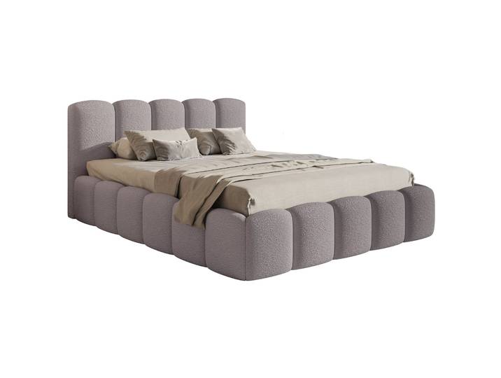 Gepolstertes Bett 180x200 cm Cloudy II mit Stauraum, grau-braunes