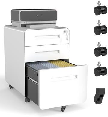 Kodotan sofa 3-Drawer Mobile File Cabinet with Lock, All-Steel Metal Storage Cabinet on Casters, for Home & Office, Holds A4/Letter Files