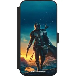 Nivocase Klapphülle für Apple iPhone 14 Plus Handyhülle aus Kunst Leder NIVOflip schwarz Sonnenuntergang (Apple iPhone 14 Plus), Smartphone Hülle, Schwarz