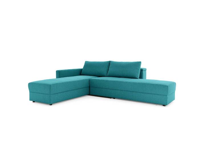 Ecksofa Looks II Blau Webstoff Cody 287 x 77 x 229cm Longchair davorstehend links Modern
