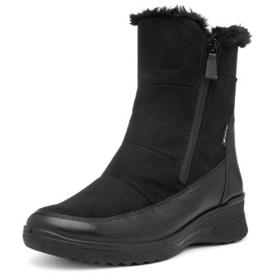 Winterstiefelette ARA "MUNCHEN-GTX", Damen, Gr. 36, Warmfutter, schwarz, Textil, unifarben, Basic, Schuhe Winterstiefelette, Keilabsatz, Boots, Kurzstiefel in Komfortweite H (= sehr weit)