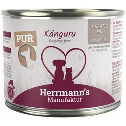 Herrmann's Kreativ-Mix Reinfleisch 200 Gramm Hundenassfutter Sparpaket 24 x 200 Gramm Känguru