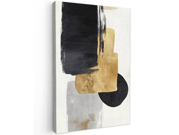 LEINWANDBILD Gold - Rechtecke - Kreise - Abstrakt Wanddeko 40x60 cm