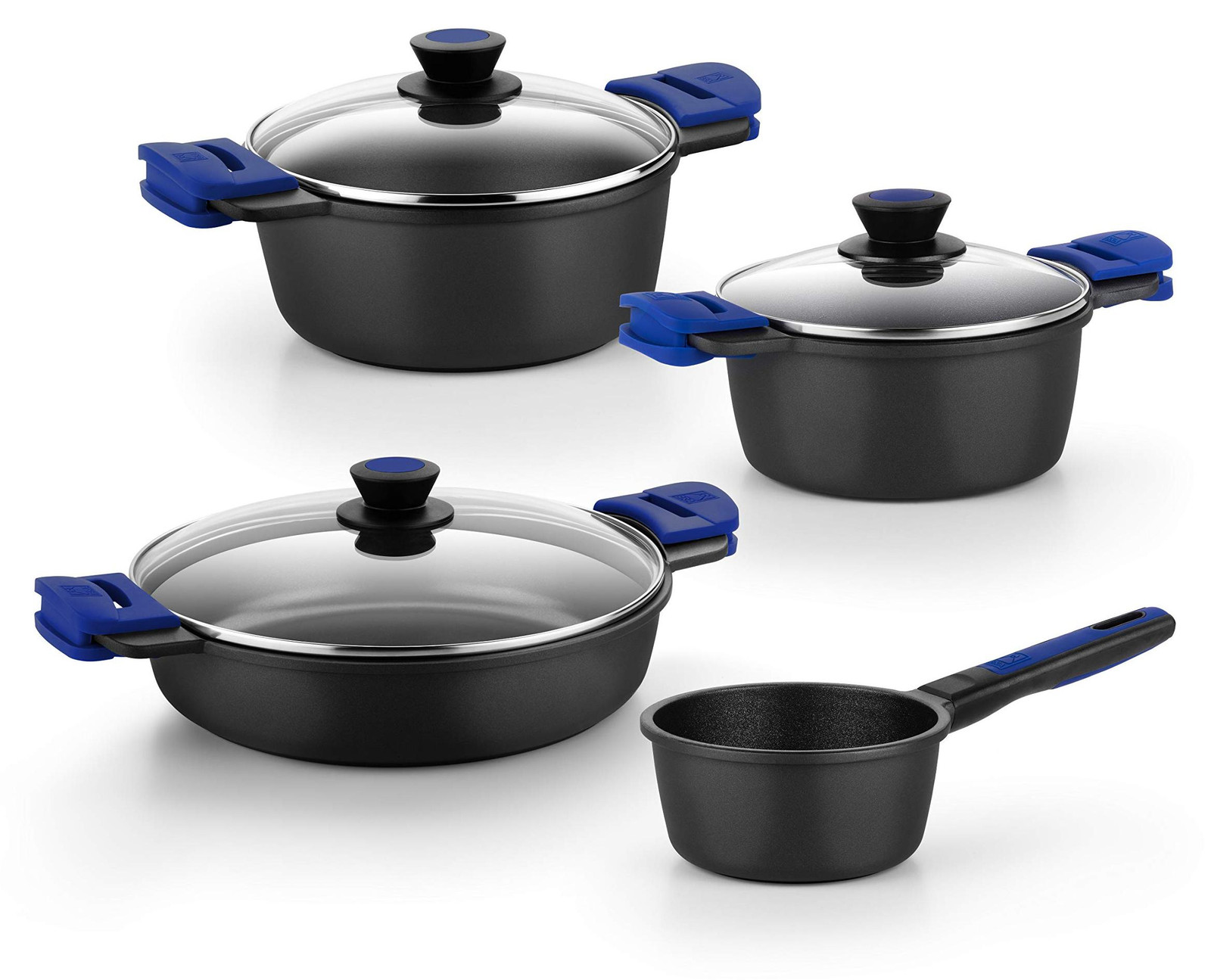 Dripio 4-delige aluminium kookpan-set met antiaanbaklaag, zwart