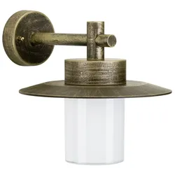 Albert Außenwandleuchte Landhausstil Hutform Flach Typ Nr. 1852, IP44, E27 QA55 max. 57W, Alu-Guss / Opalglas, Braun-Messing ALB-651852