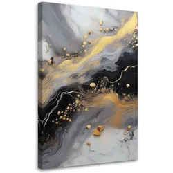 LEINWANDBILD Abstrakter Marmor Gold Schwarz 60x90cm