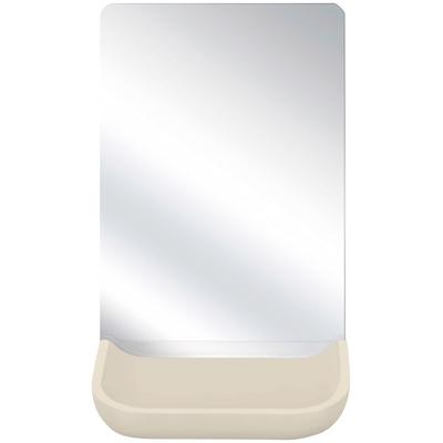 Kosmetikspiegel KLEINE WOLKE "Tray Mirror", beige (sandbeige), B:12cm H:17,3cm T:11cm, Glas, Polyresin (Kunststein), Spiegel, mit Schmuckschale
