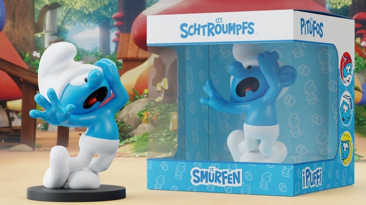 Puppy The Smurfs Statue Clumsy Smurf Beeld 12 cm