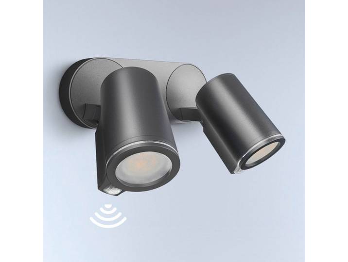 One S Sensor-Außenstrahler 2-flg. anthrazit IP44 - STEINEL Spot Duo S - Modern - Metall - Mehrflammig