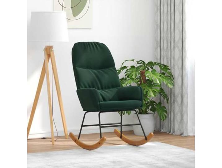 WXGTBKPR Schaukelstuhl Dunkelgrün Samt-Sessel Sitzmöbel 70x79x105cm Sanfte Schaukelbewegung, Ergonomische Polsterung, Stabile Metall-Konstruktion