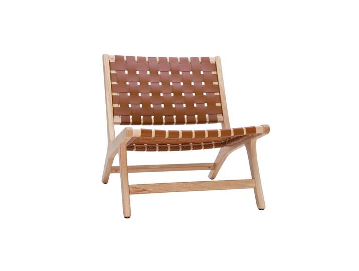 Fauteuil ethnique en bois et sangles tressées marron BONDI