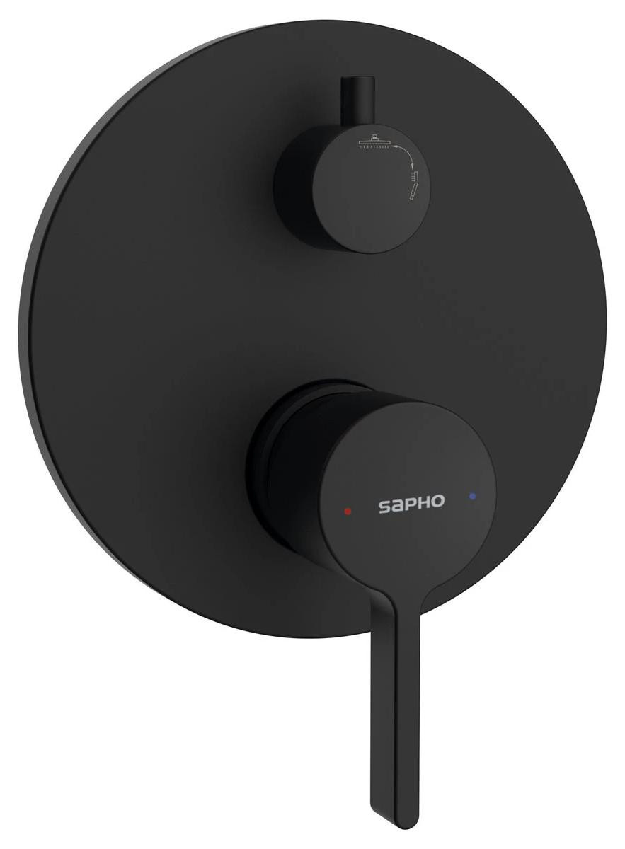 Sapho ICONIC inbouw douchearmatuur met 2 uitgangen, mat zwart