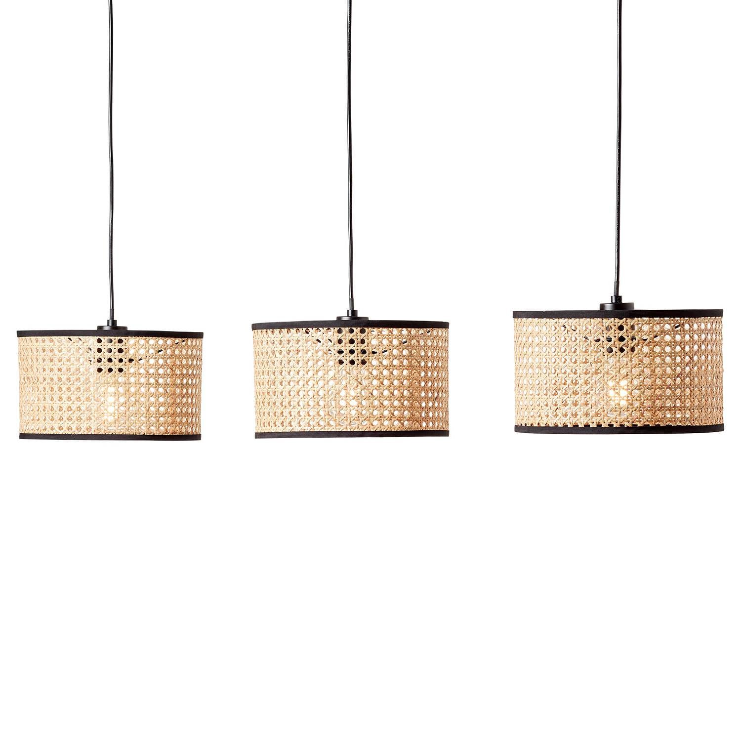 Brilliant Hanglamp Wiley Bruin Metaal en Rotan E27 B/D/H: 25 x 25 x 125 cm