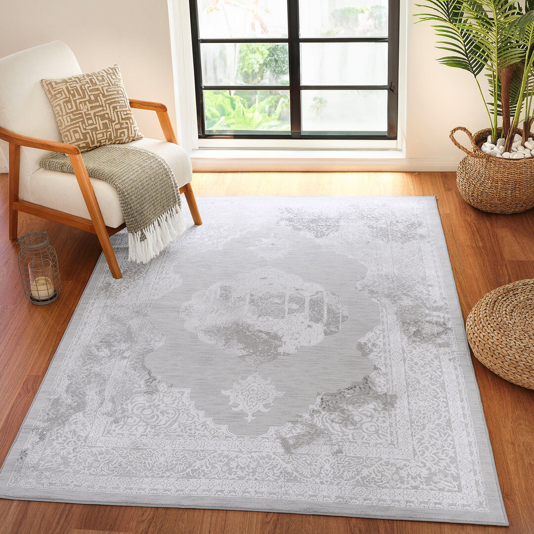 17 Stories Rectangle Oriental Area Rug Cream;Ivory;Gray Rectangle 160 x 213cm