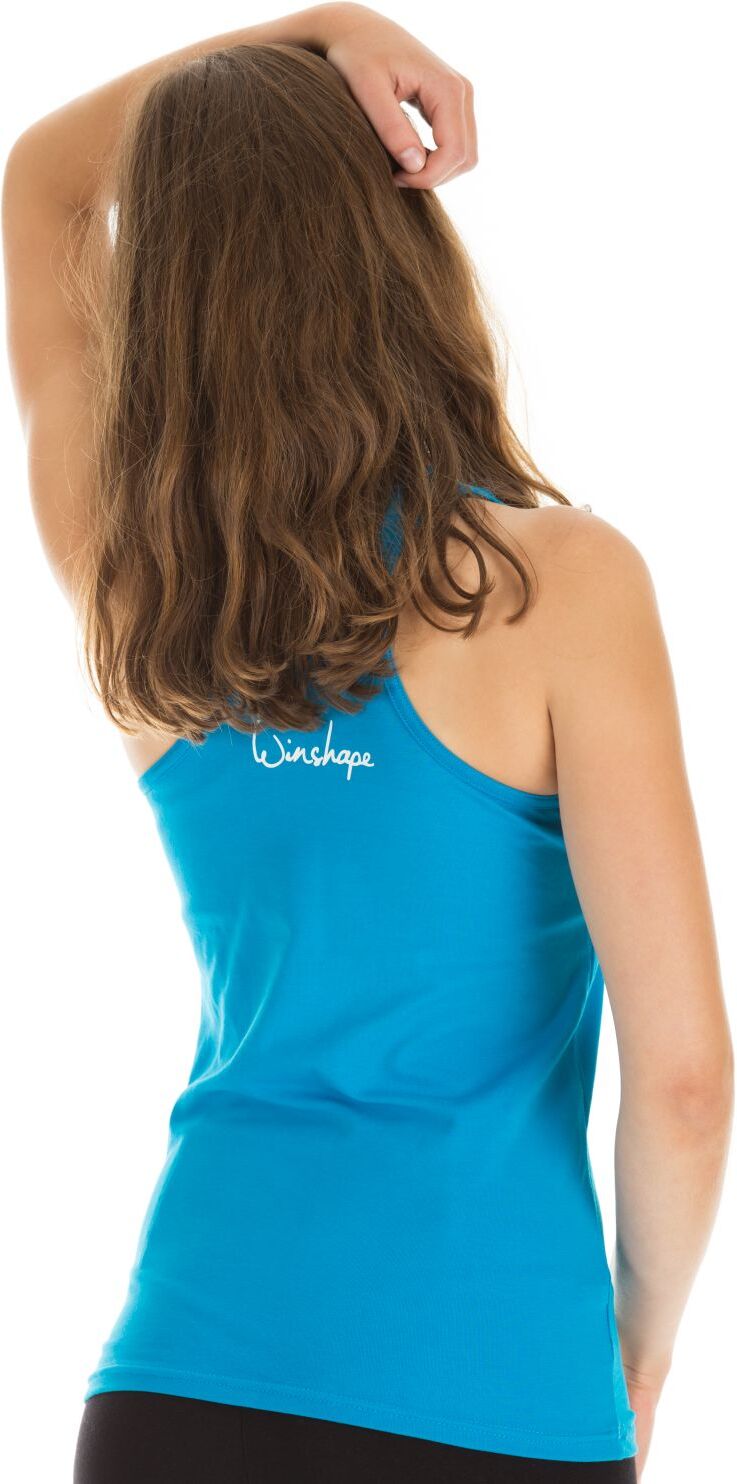 Tanktop WINSHAPE "Cotton Tanktop WVR24", Damen, Gr. S, blau (türkis), 48% Baumwolle, 48% Polyester, 4% Elasthan, Rundhals, Tops Tanktop, mit Racerback