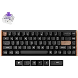 Keychron K6H-F1 (US, Kabelgebunden, Kabellos), Tastatur, Braun, Schwarz