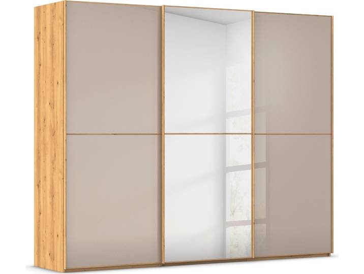 Schwebetürenschrank, Braun, 271x223x68 cm, Holzwerkstoff, 3 Türen & Spiegel-Glas-Mix, Modern, Rauch