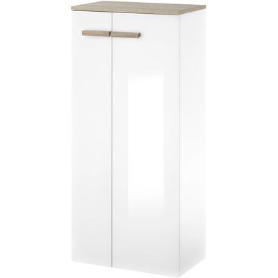 Midischrank HOME AFFAIRE "SOLiD, Badschrank im modernen Design, Schrank mit Holzgriffen", weiß, B:51cm H:115cm T:30cm, Schränke, Midischrank, in zwei Farben verfügbar, mit Stauraum, stehend o. hängend montierbar