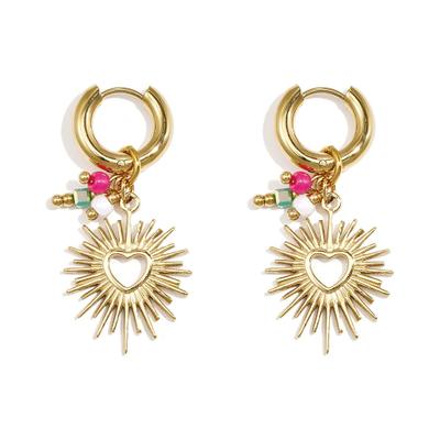 Paar Ohrhänger ADELIA´S "LIVAYA", Damen, Gr. Damen, Edelstahl, gold (goldfarben), Ohrringe, Mit strahlenförmigen Herzanhängern modisch gestaltet