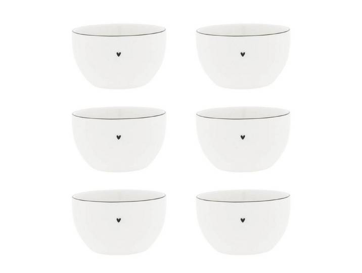 Bastion Collections Müslischüssel Schwarzes Herz, Keramik, Spülmaschinengeeignet, Weiß, Herz, H: 7cm