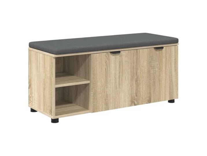 HBBMGYD Eingangsbank mit Kissen Sonoma Eiche 100 x 38 x 46 cm Sitzbank, Schuhregale, Holztechnik, verstellbare Füße, integriertes Kissen, für den Innenbereich
