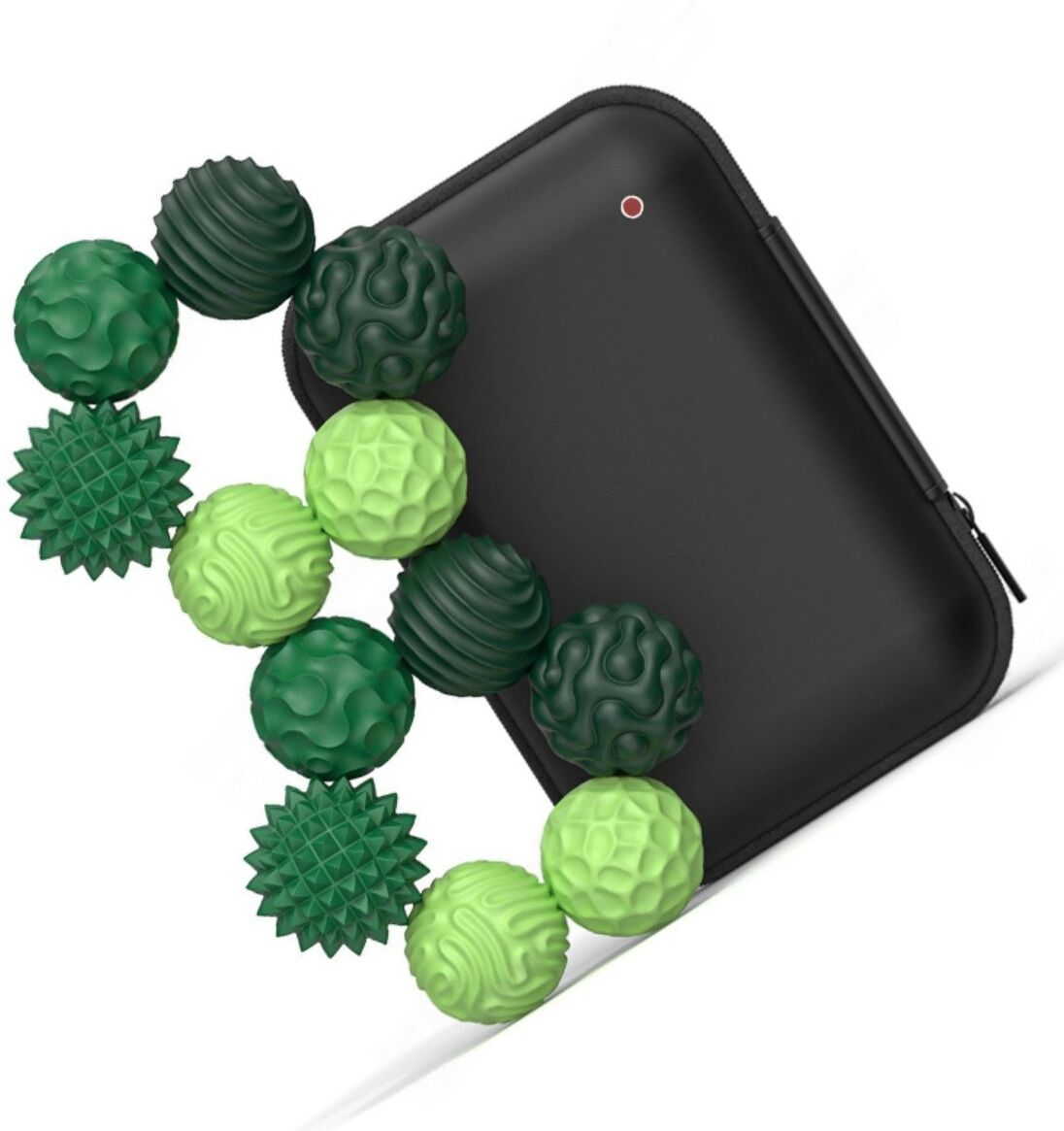 INF Silikon-Sensorische Magnetkugeln 12er-Set - Lebensmittelechtes Silikon magnetisches Antistress-Spielzeug für Stressabbau Grün