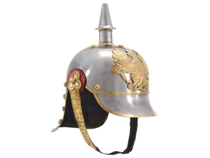 vidaXL Deutscher Preußischer Helm Antik Replik LARP Silbern Stahl