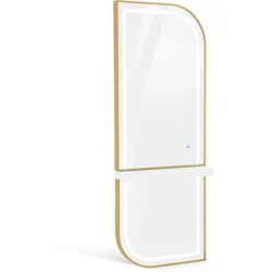 M MCombo Wandspiegel mit Beleuchtung, Ganzkörperspiegel mit Aluminiumrahmen, Großer Spiegel mit Ablage, Touch-Schalter, 3 Lichtfarben Dimmbar, J6298