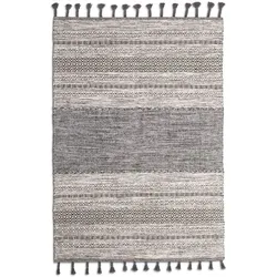 Webteppich Lerum 90 x 155 cm Baumwolle Schwarz, Weiß Schwarz /