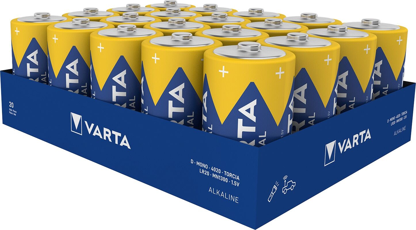 Boîte de 20 piles alcalines INDUSTRIAL Pro 1,5 V LR20 VARTA 4020211111