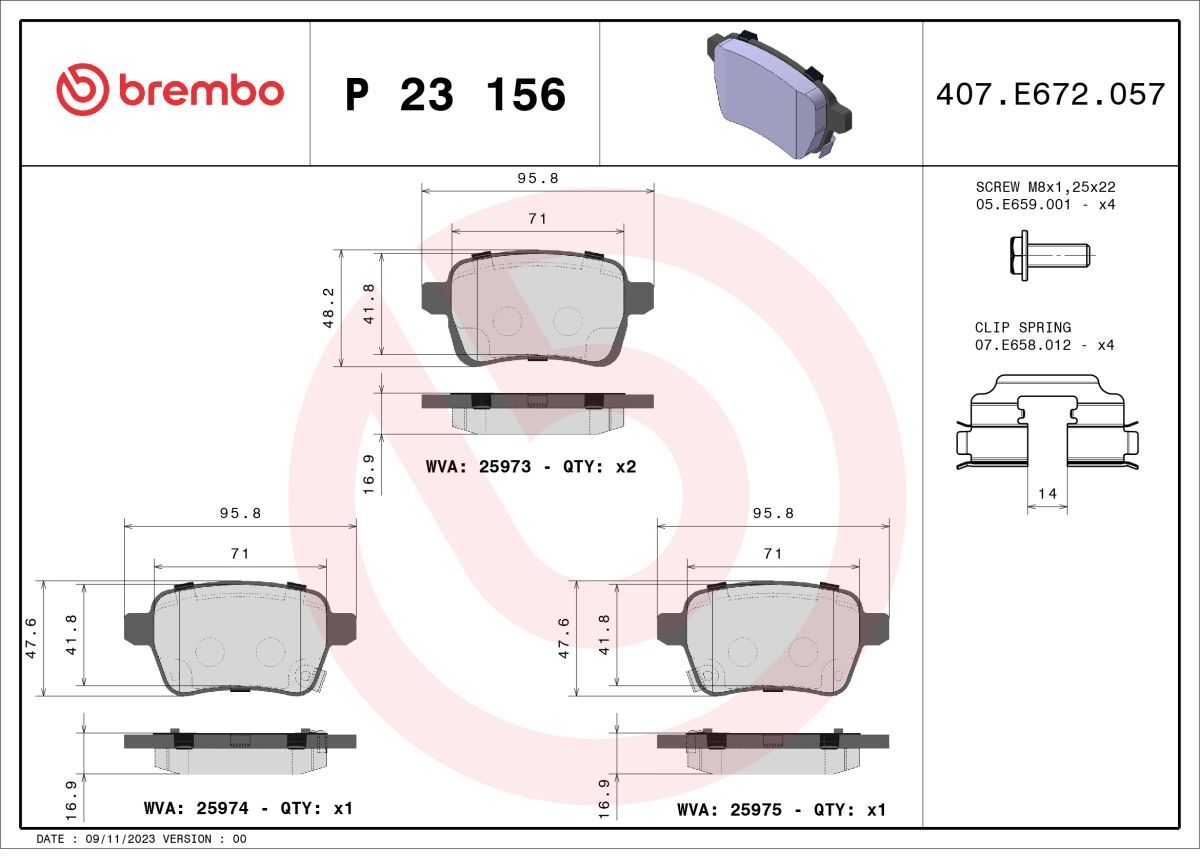 Bremsbelagsatz BREMBO P 23 156