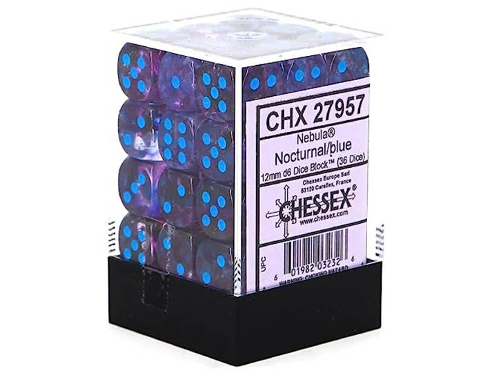 Chessex - Nebula 12mm D6 Dice Block - Luminary Nocturnal Blue Dice Block