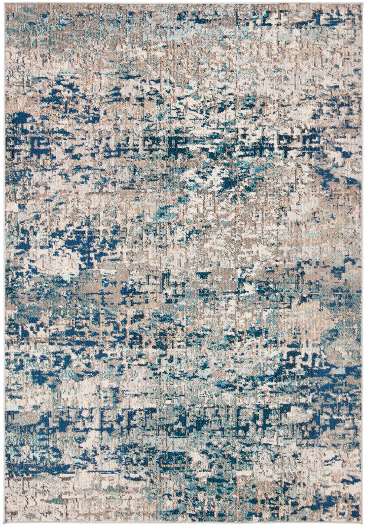 Rio Forest Hill Abstract Area Rug Navy Rectangle 91 x 152cm