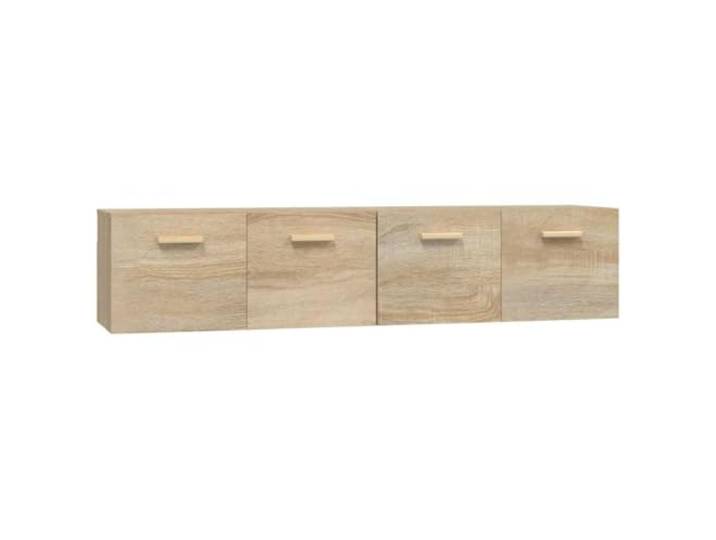 KDVXBCQJH Wandschränke 2 STK Sonoma-Eiche 80x35x36,5 cm Holzwerkstoff Platzsparende Schweberegale im Doppelpack für Wohnzimmer und Flur, 2 Fächer bieten geordneten Stauraum für Bücher.