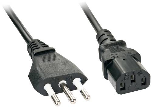 LINDY Strom Anschlusskabel [1x Italien-Stecker - 1x Kaltgeräte-Buchse C13] 2.00m Schwarz