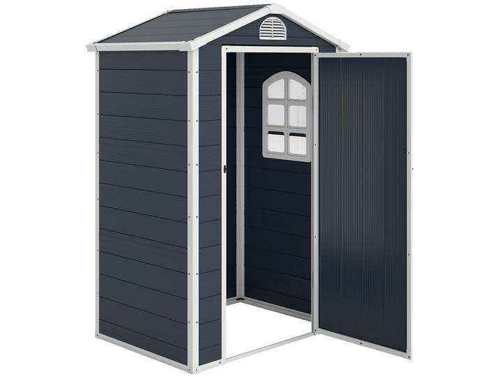 Outsunny Gerätehaus Gartenhaus mit Fenster Pultdach Outdoor Metall Grau