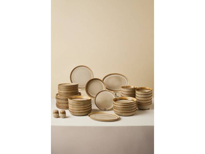Karaca Geschirr-Set Karaca Earthy Light Reaktiv Geschirrset 12 Personen 52tlg Tafelservice, 12 Personen