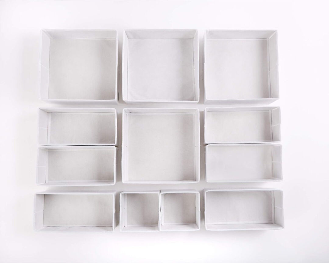 Ebern Designs 12Pcs Large Drawer Organizers Bedroom Wardrobe Organizer White 28cm H X 28cm W X 6cm D