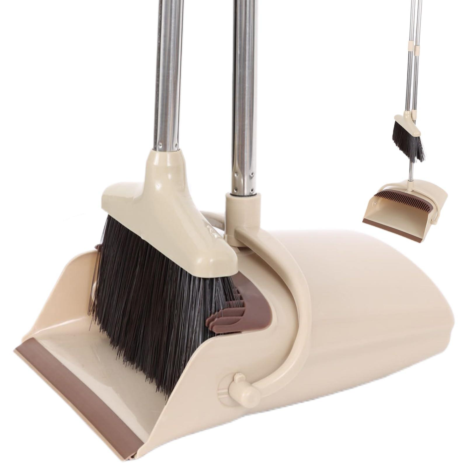 Dripio Uitschuifbare bezem en veger set met bezem, kleur kaki, 137 cm