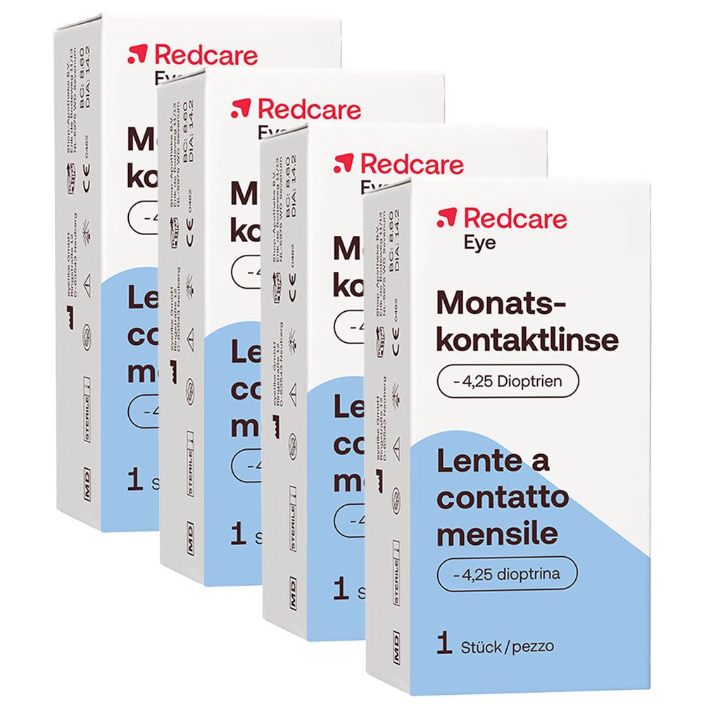 Redcare Monatslinse -4,25dpt 4 Stück Kontaktlinsen