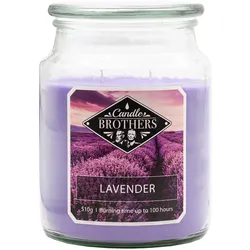 Fragrance and Style GmbH Duftkerze Candle Brothers Lavender, Kerze im Glas, 2 Dochte, 510g, 100h Brenndauer, Raumduftkerze, lila