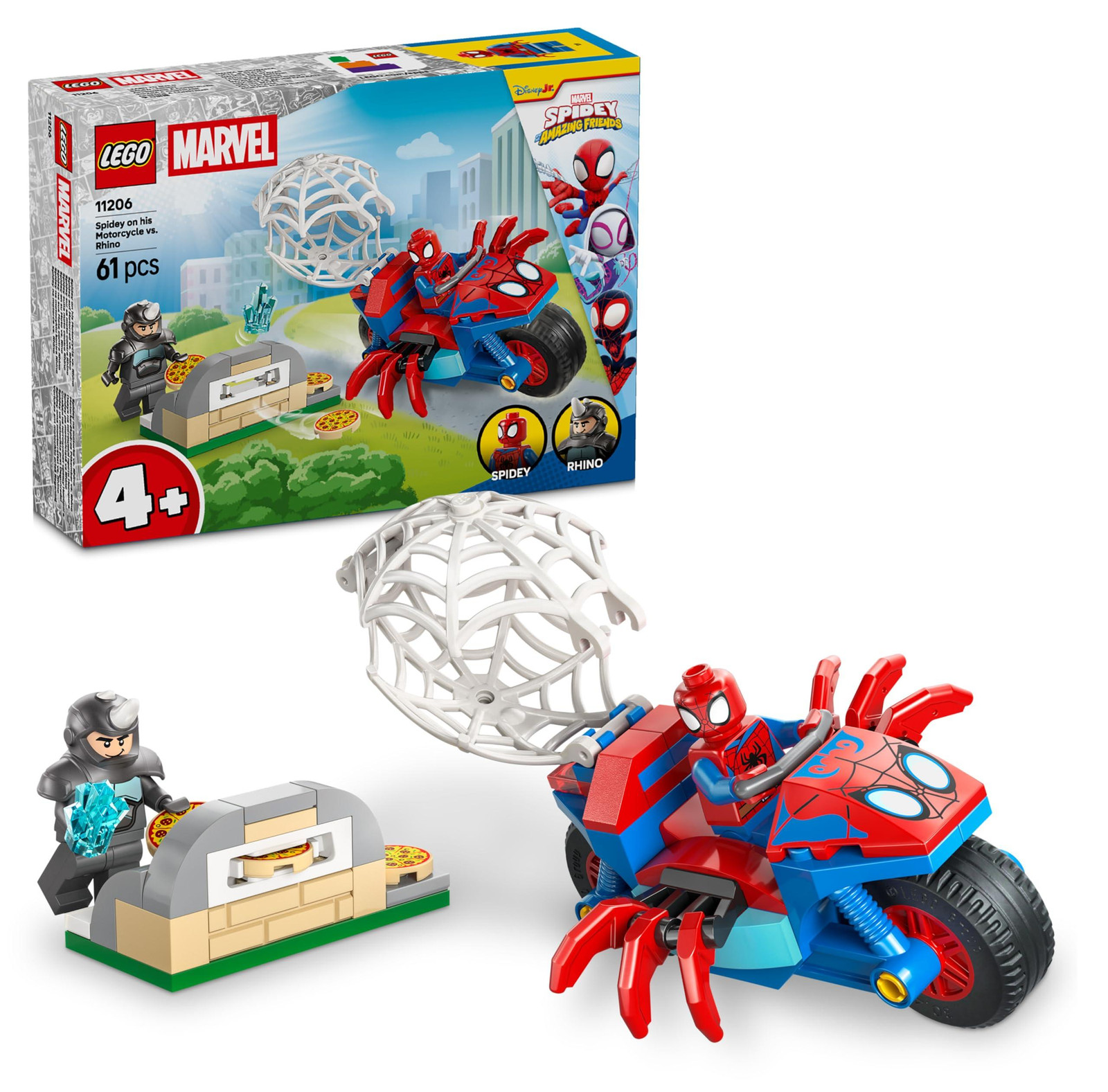 LEGO Marvel Spidey vs Rhino op de motor 11206