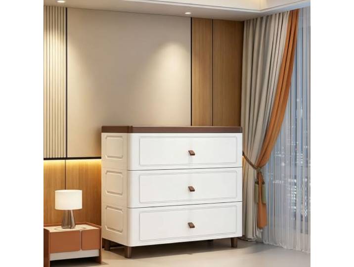 LLNWDNB Kommode Weiß 3/4/5/6 Schubladen Kompakte Platzsparende Aufbewahrungseinheit PP-Material Mehrere Stauräume Schlafzimmermöbel 2 Stile Schminktische Für Wohnzimmer, Flur, Schrank 50 * 31 * 56cm
