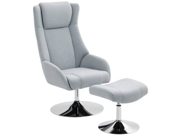 Homcom Relaxsessel mit Hocker drehbar Grau, Textil, 68x118x84 cm, Wohnzimmer, Sessel, Relaxsessel