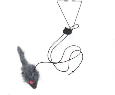 Uplifted Goods Hanging Doorway Interactive Plush Cat Toy hanging Mouse