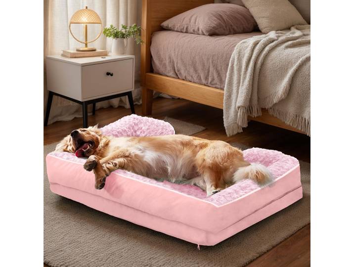 Grand lit pour chien mobile pour une saison, canapé et repose-mains pour animaux, antidérapant en bas, lit orthopédique en mousse à mémoire de forme pour chien, sommeil pour animaux
