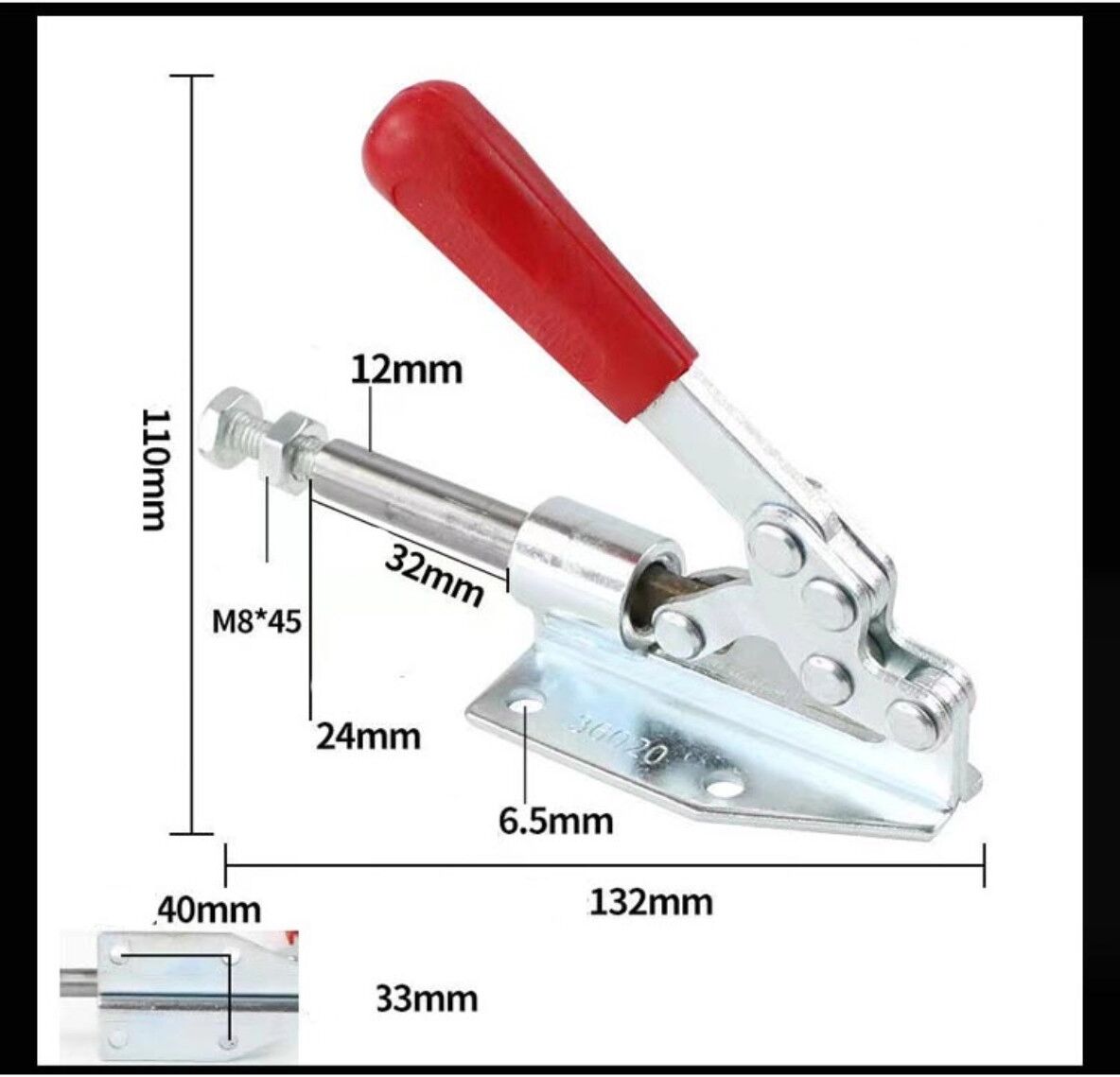 INF Pince à genouillère push-pull à dégagement rapide, pince rouge en fer avec poignée ergonomique en caoutchouc